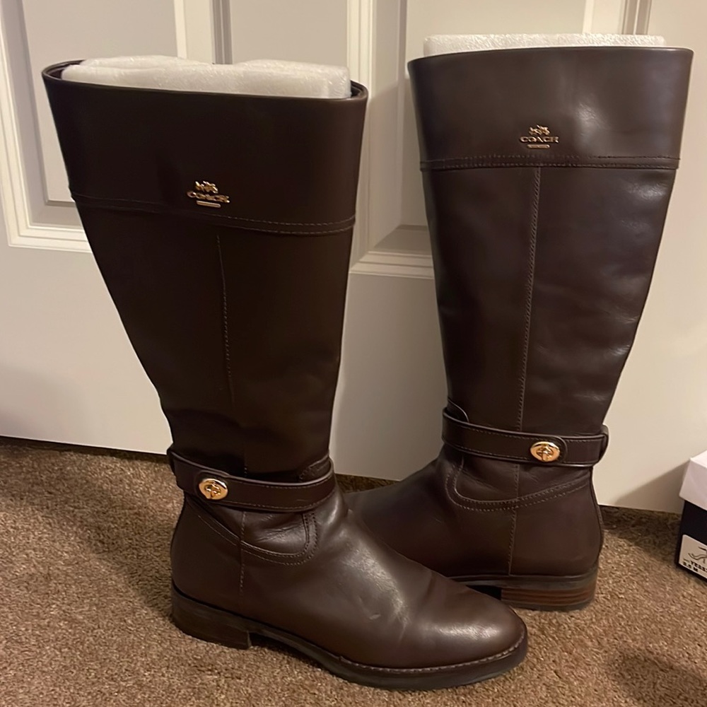 Leather Coach Boots, Size 9